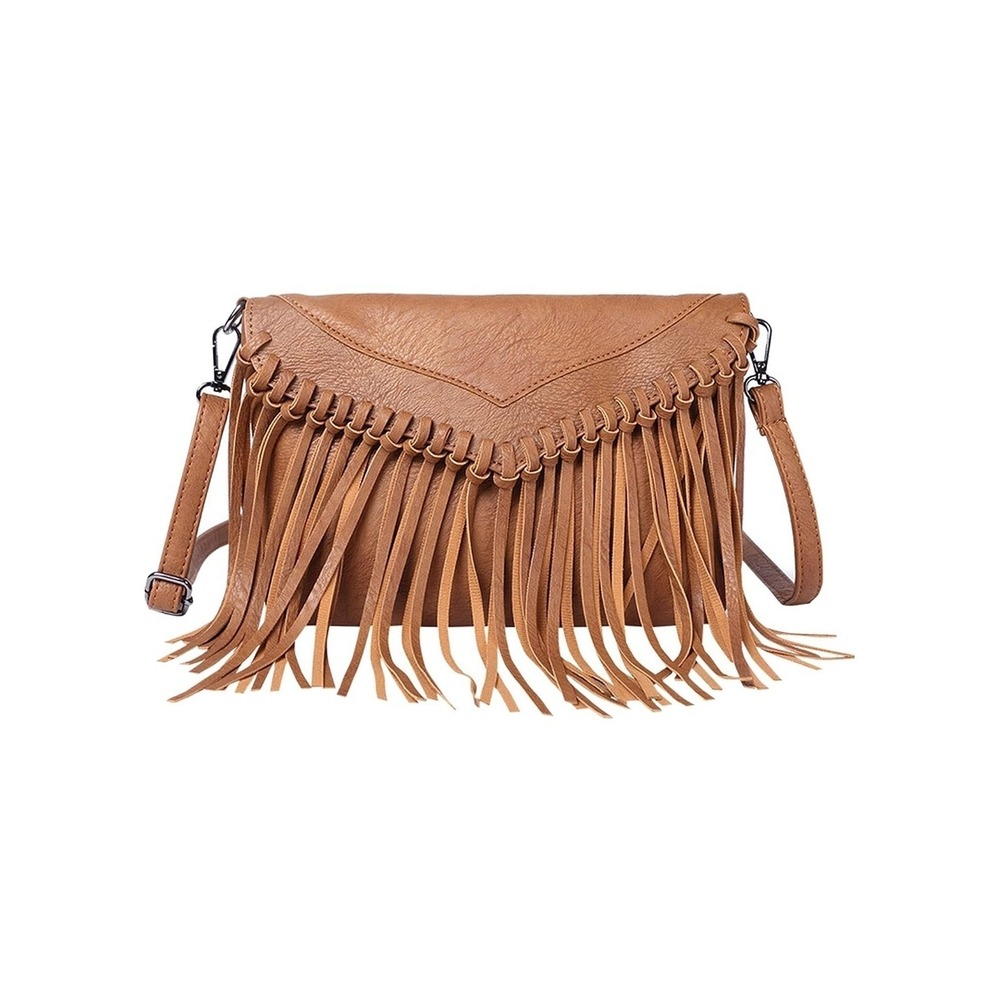 HDE Women's PU Leather Hobo Fringe‎ Crossbody Tassel Purse Vintage Small Handbag